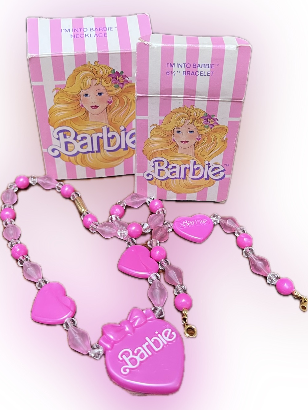 Avon “I’m Into Barbie” Necklace & Bracelet c1989 vintage w/boxes 80s 90s